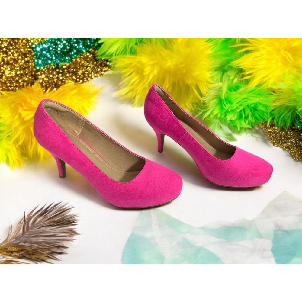 Size 10 Pink Suede DREAM PAIRS Platform Heels/ Pumps Almond Toe Tiffany